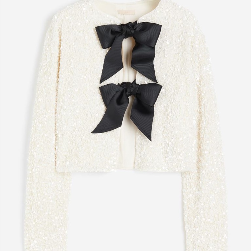 H&M Sequin Tie Front Jacket NWT